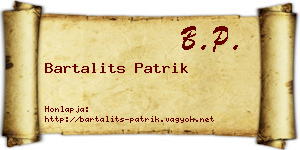 Bartalits Patrik névjegykártya